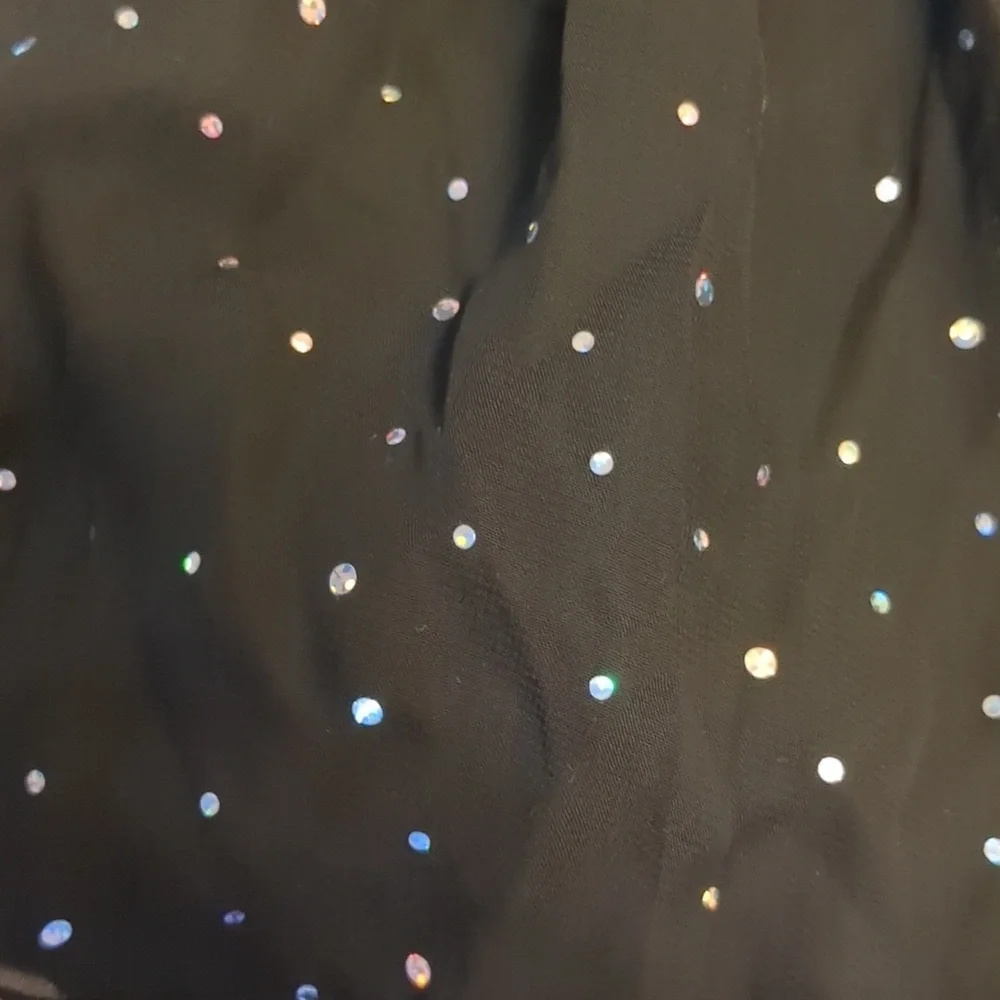 Danswan Dance leotard Size 6-7 black long sleeves sparkle attached skirt